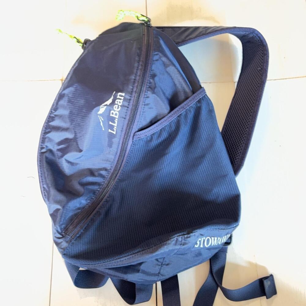 L.L. Bean Blue Stowaway Sling Backpack Lightweight Ripstop Travel Daypack Hiking